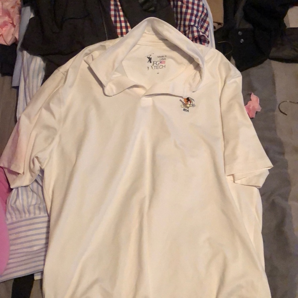 FG tech white golf polo